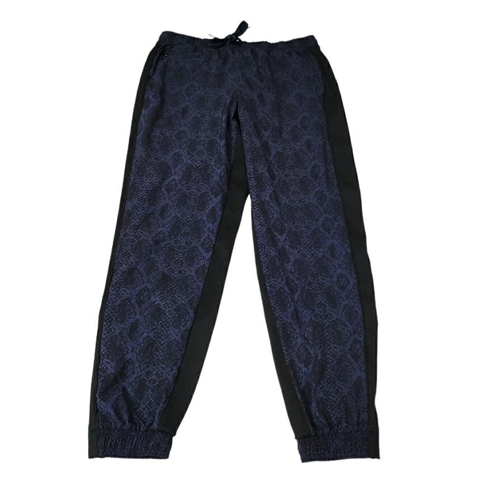 Athleta Womens Brooklyn Jogger Pants‎ 8 Navy Blue Python Snake Print Outdoor